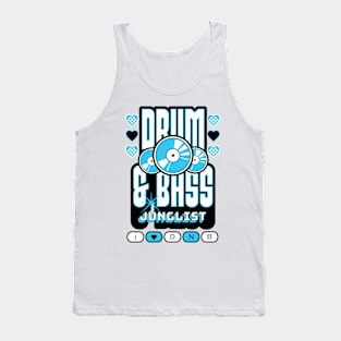 DRUM AND BASS  - 3 Records & Hearts (Black/Blue) Tank Top